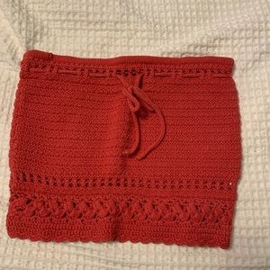 Crochet coral tube top